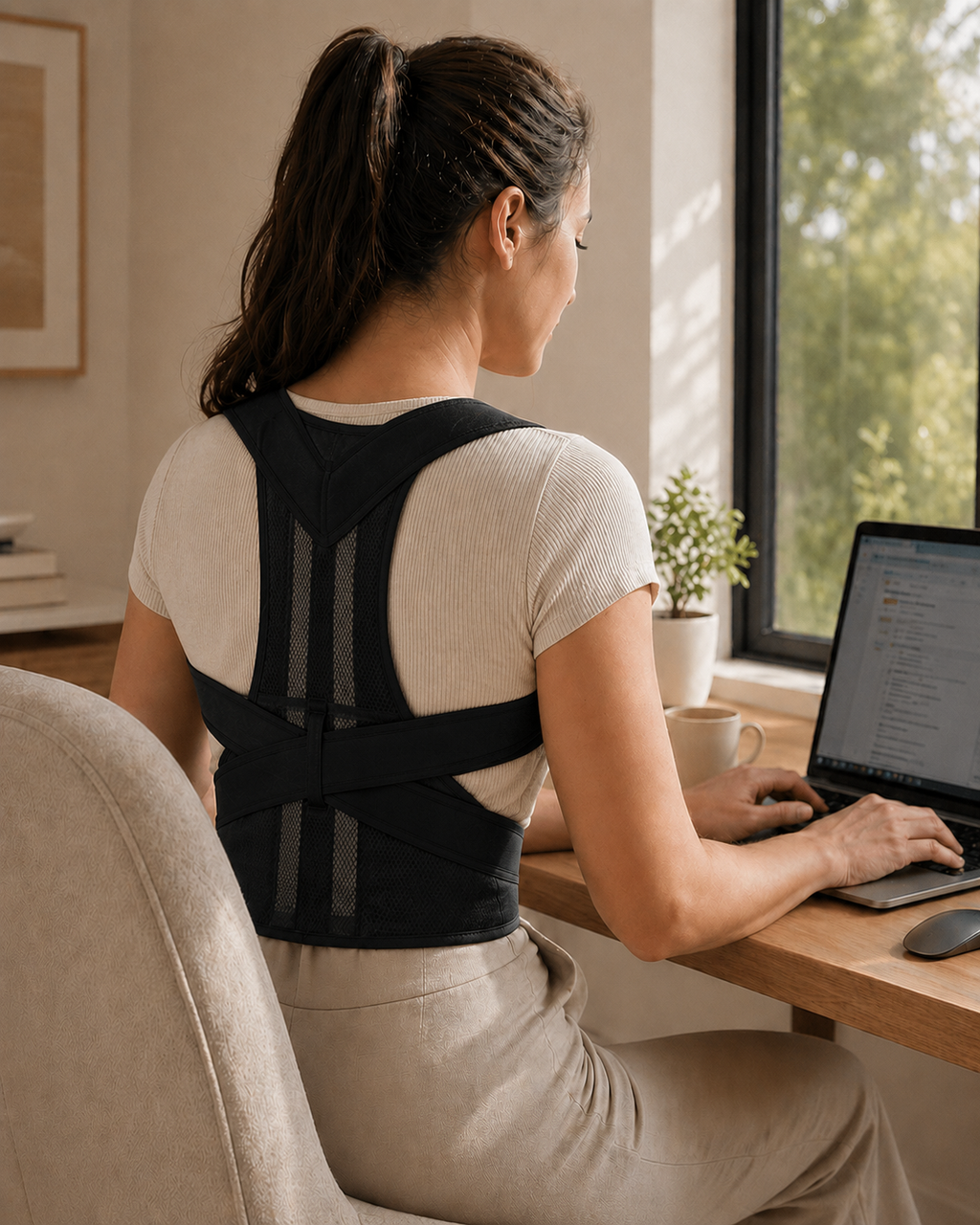 Posture Corrector for Desk Workers — Adjustable Back Brace, Wearable Under Clothes