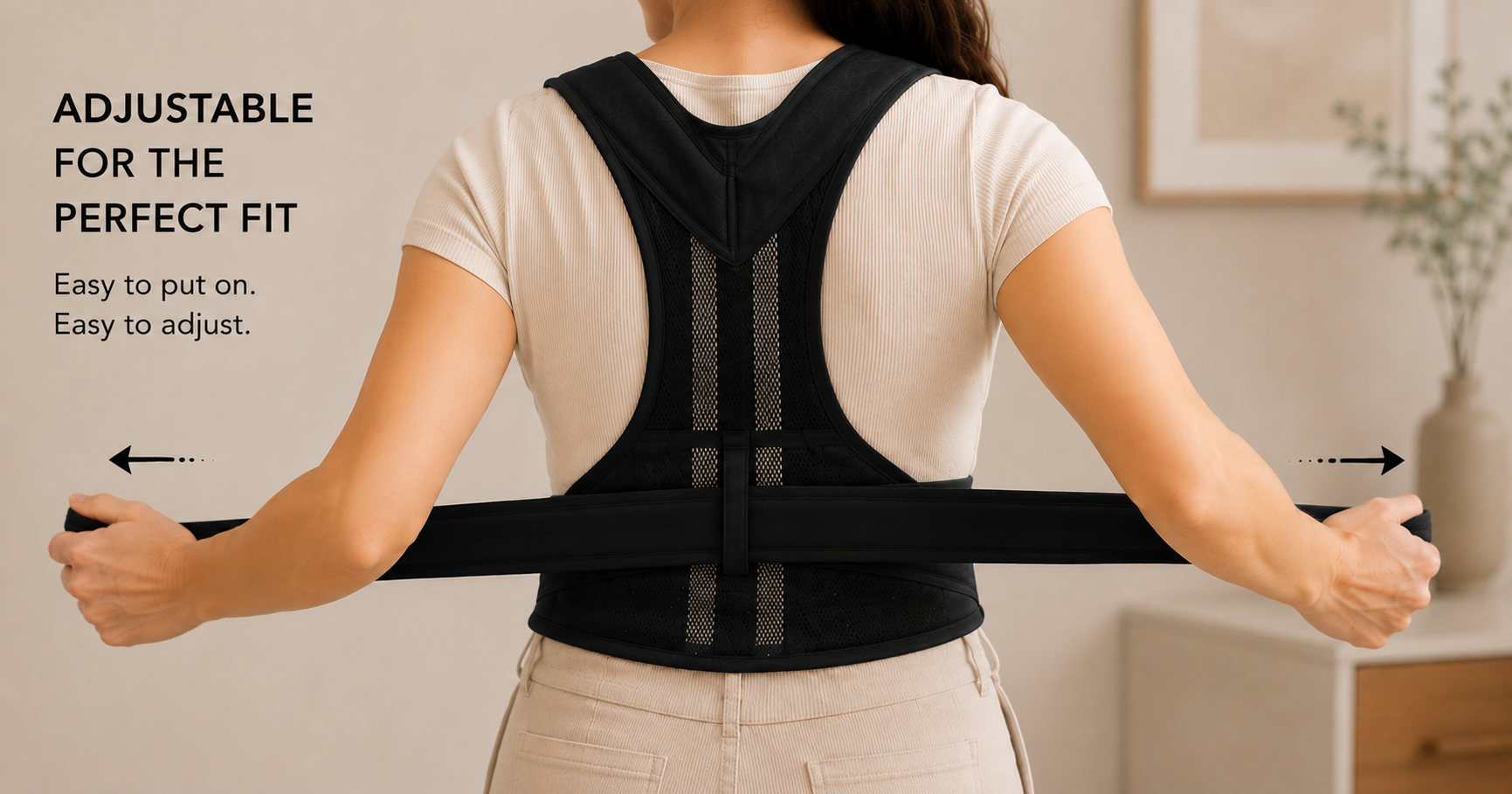 Posture Corrector for Desk Workers — Adjustable Back Brace, Wearable Under Clothes